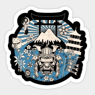 Japan Symbols Retro Samurai Torii Gate Pagoda Geisha Fuji Sakura Japanese 602 Sticker